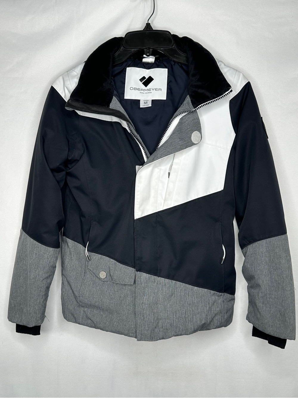 Obermeyer Girls Taylor Colorblock Ski Jacket in Black, White & Gray Sz12 (girls) - Picture 10 of 10